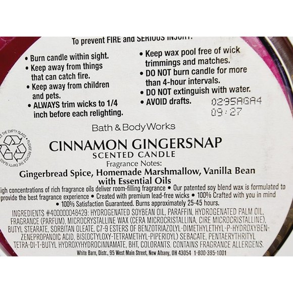 2 CINNAMON GINGERSNAP Bath & Body Works 3 Wick Scented Candle 14.5oz NEW - Picture 10 of 10